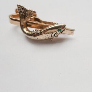 Vintage Jolle Mens  Trout Fish Tie Bar Clip Sportsman Fishing Outdoor
